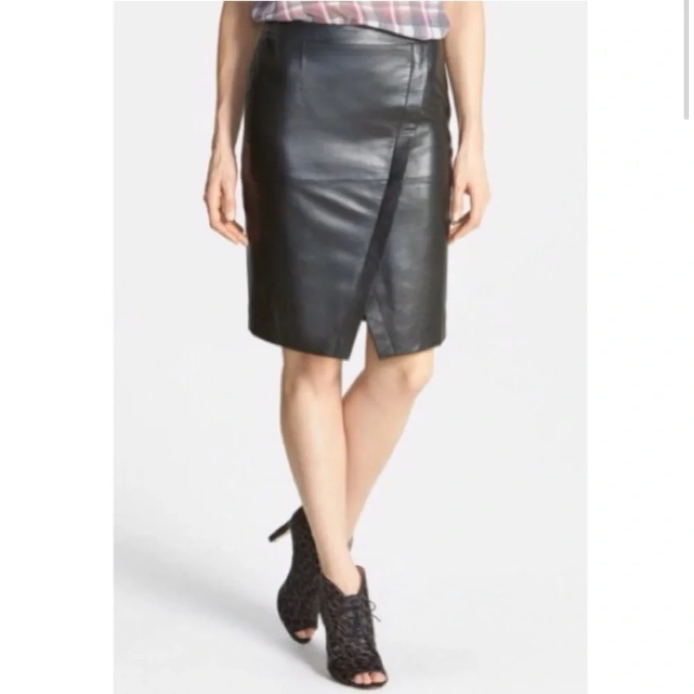 Halogen Black Leather Skirt Size 0 - Picture 2 of 6